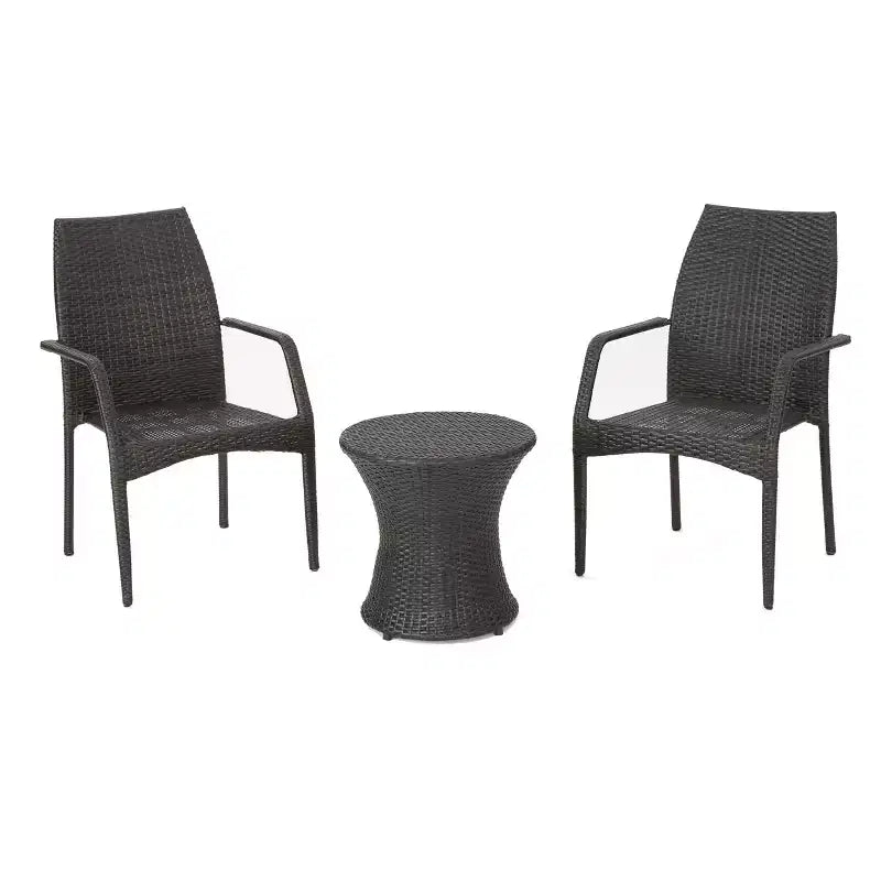 Ensemble de conversation en osier 3 pièces Crawford – Marron multicolore – Christopher Knight Home : Résistant aux intempéries, aucun assemblage requis