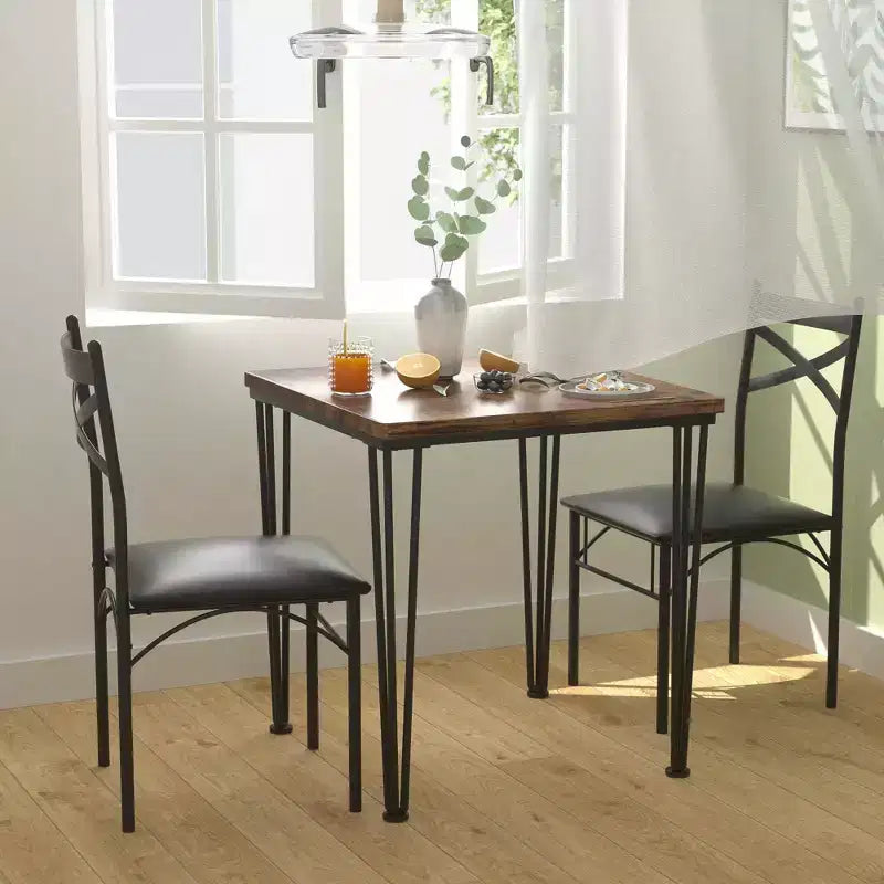 Ensemble de salle à manger VECELO, ensemble table et chaises 3/5 pièces avec 2/4 chaises rembourrées pour petit espace, appartement