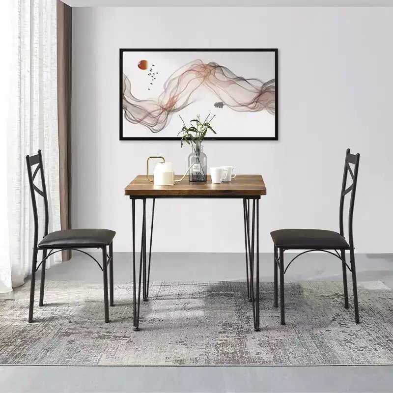 Ensemble de salle à manger VECELO, ensemble table et chaises 3/5 pièces avec 2/4 chaises rembourrées pour petit espace, appartement