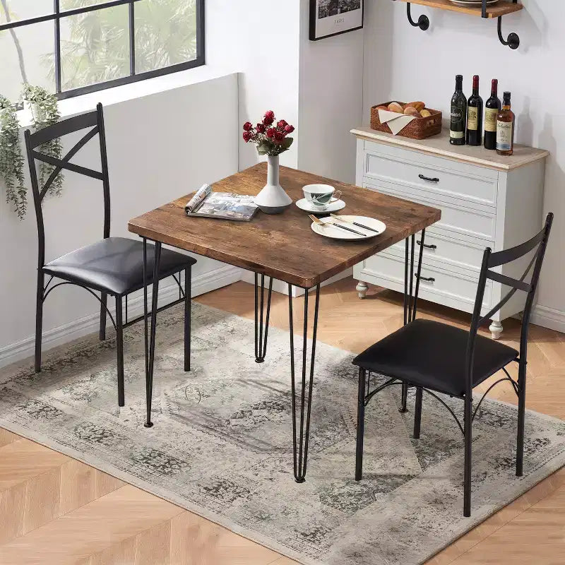Ensemble de salle à manger VECELO, ensemble table et chaises 3/5 pièces avec 2/4 chaises rembourrées pour petit espace, appartement