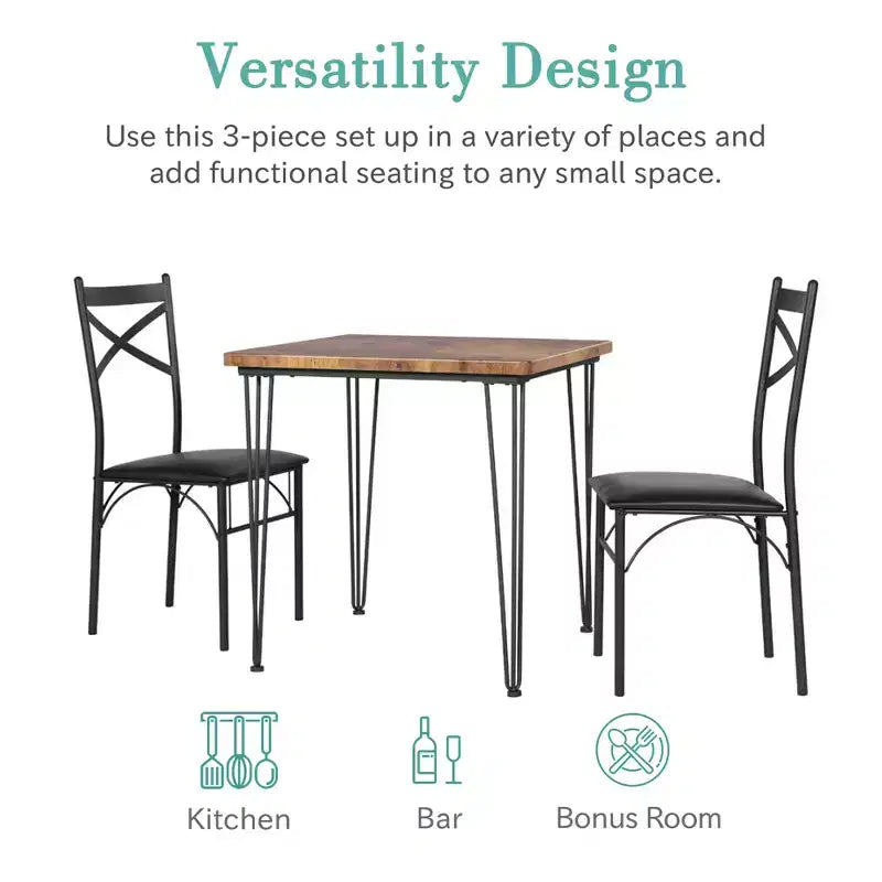 Ensemble de salle à manger VECELO, ensemble table et chaises 3/5 pièces avec 2/4 chaises rembourrées pour petit espace, appartement