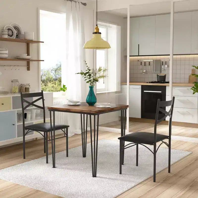Ensemble de salle à manger VECELO, ensemble table et chaises 3/5 pièces avec 2/4 chaises rembourrées pour petit espace, appartement
