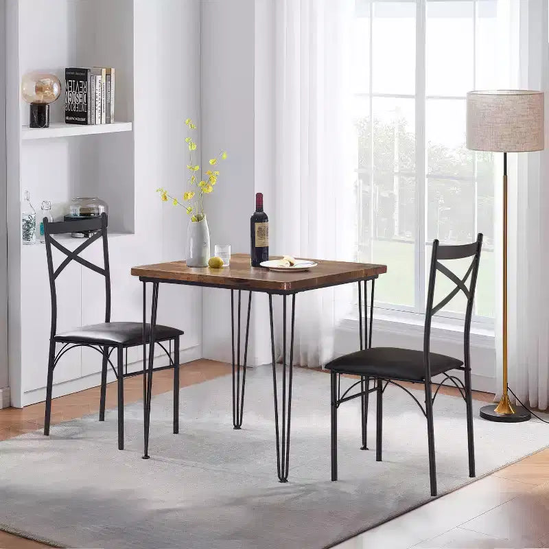Ensemble de salle à manger VECELO, ensemble table et chaises 3/5 pièces avec 2/4 chaises rembourrées pour petit espace, appartement