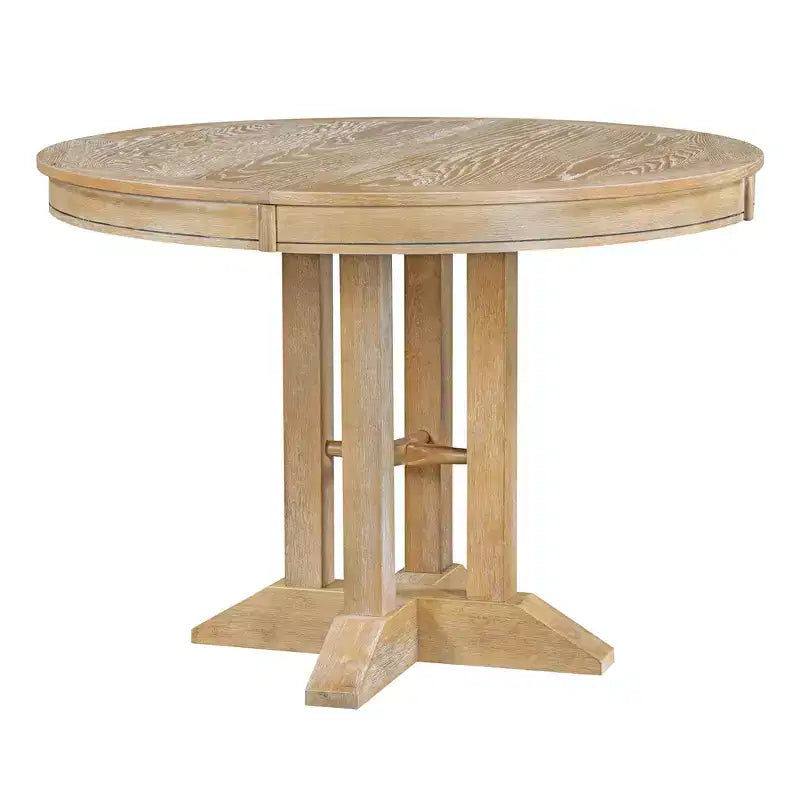 Ensemble de salle à manger de ferme Whisen 5 pièces, comprenant une table à manger ronde extensible et 4 chaises rembourrées.