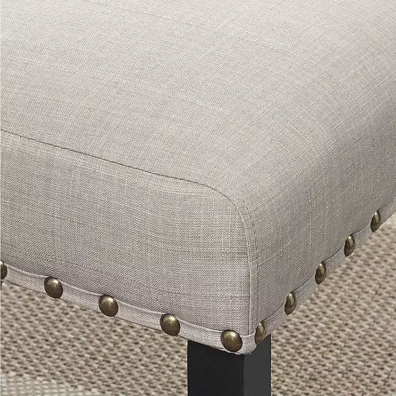 Ensemble de salle à manger Biony Espresso Wood de Roundhill Furniture avec chaises en tissu à têtes cloutées