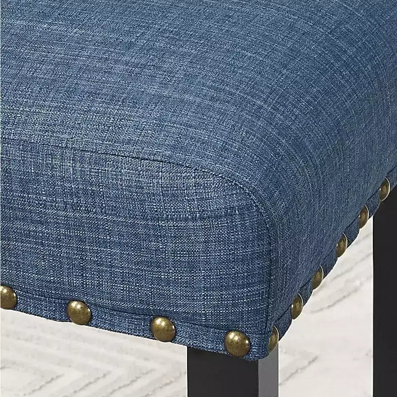 Ensemble de salle à manger Biony Espresso Wood de Roundhill Furniture avec chaises en tissu à têtes cloutées