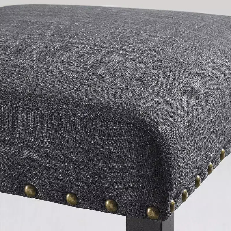 Ensemble de salle à manger Biony Espresso Wood de Roundhill Furniture avec chaises en tissu à têtes cloutées