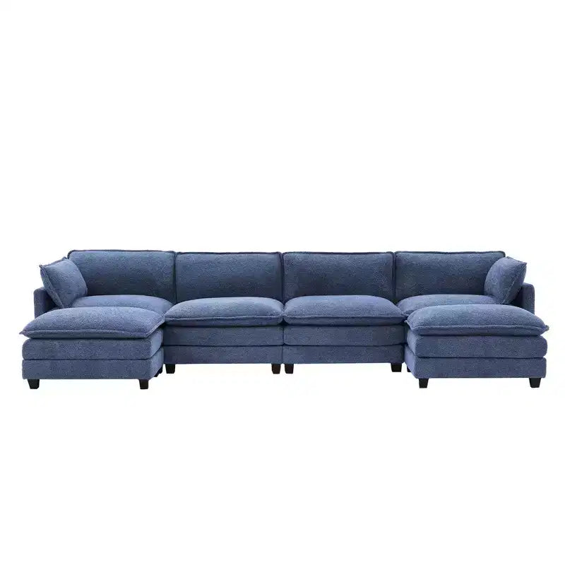Canapé d'angle en U HYLEORY, ensemble de canapés d'angle modulaires convertibles en velours avec 2 poufs pour salon