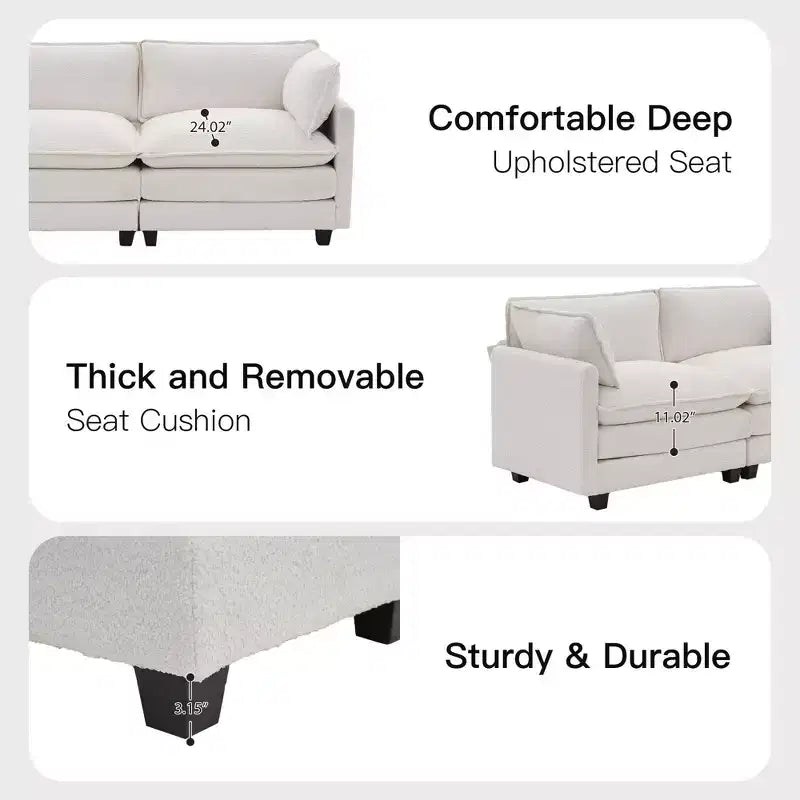 Canapé d'angle en U HYLEORY, ensemble de canapés d'angle modulaires convertibles en velours avec 2 poufs pour salon