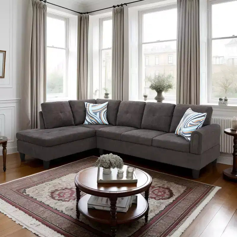 Canapé en velours chenille, ensemble trois pièces pour salon, avec ressorts double couche et confort moelleux