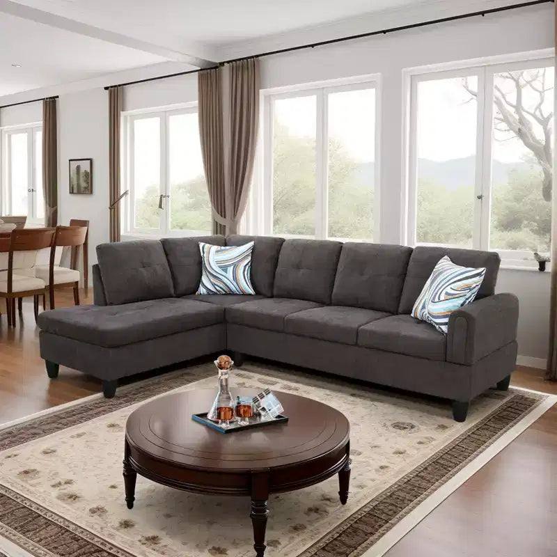 Canapé en velours chenille, ensemble trois pièces pour salon, avec ressorts double couche et confort moelleux