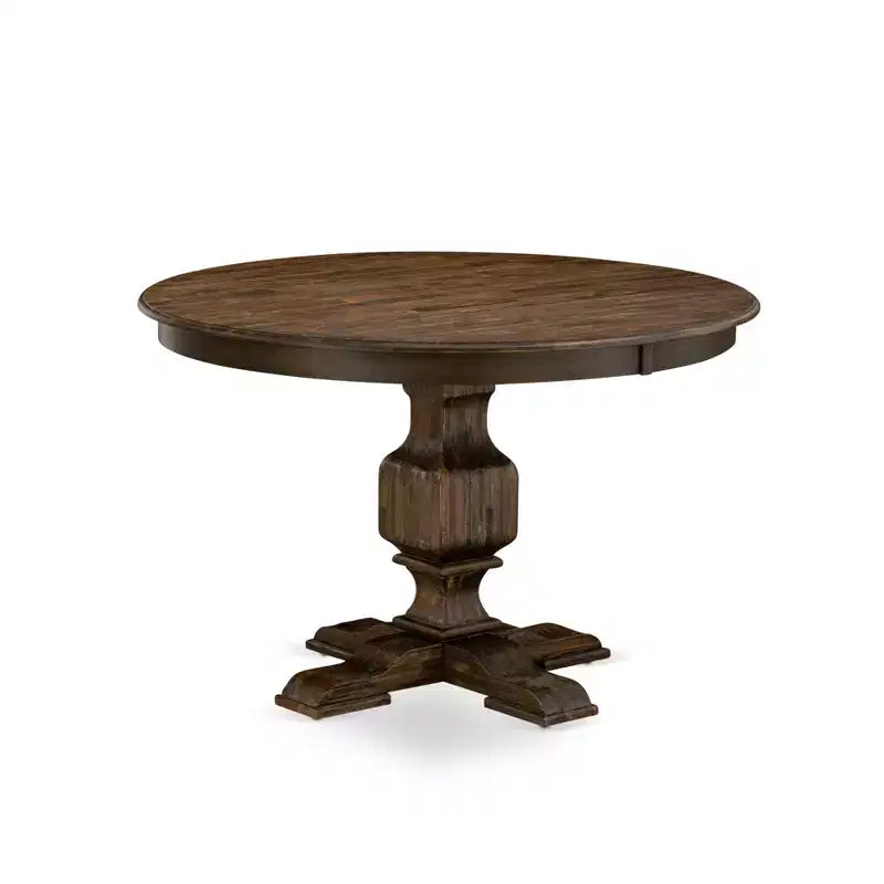 Ensemble de salle à manger rond HomeStock avec 6 chaises Jacobean vieilli
