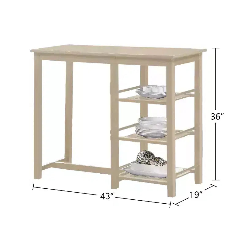 Ensemble de salle à manger 3 pièces en bois hauteur comptoir Simple Relax, couleur Buttermilk