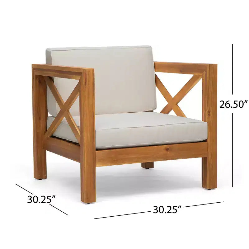 Christopher Knight Home Brava Ensemble de conversation 4 places en bois d'acacia pour extérieur avec coussins