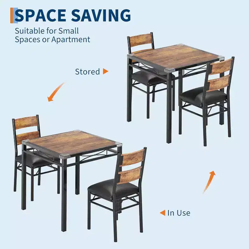 Table de cuisine avec 2 chaises rembourrées, ensemble de salle à manger 3 pièces en bois avec protection d'angle pour petit espace, appartement, salle à manger, cuisine