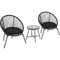 3-Piece Acapulco Patio Set  All-Weather Woven Chairs & Tempered Glass Table for Balcony/Deck