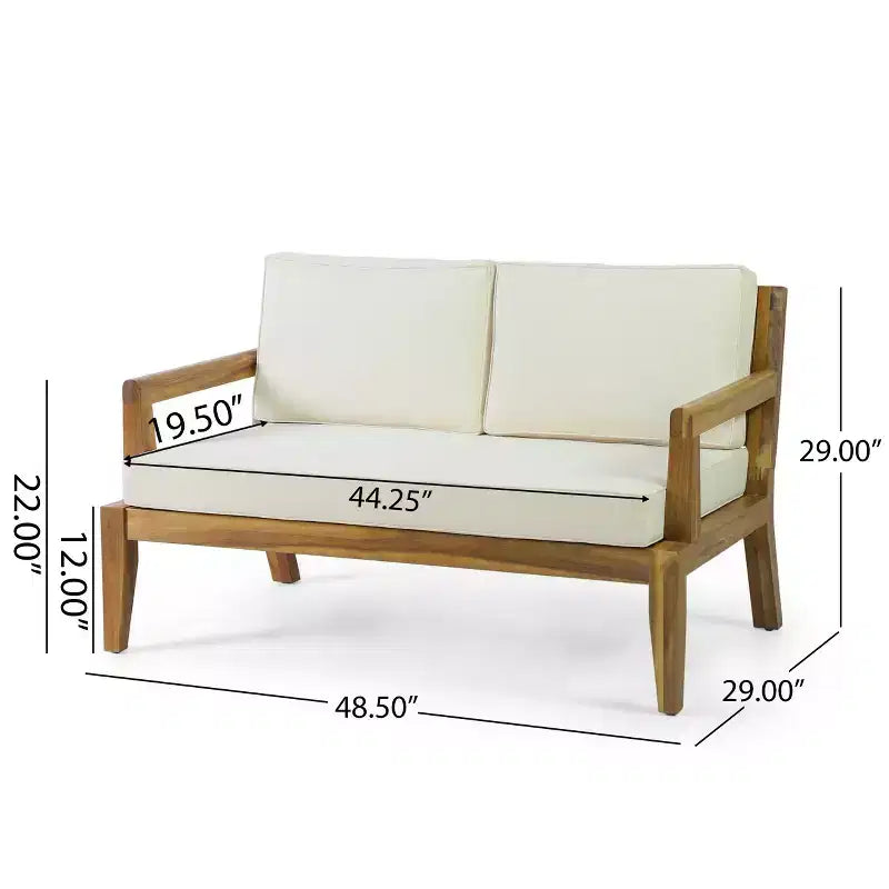 Christopher Knight Home Rossville Ensemble de conversation 4 places d'extérieur en bois d'acacia avec coussins, teck/beige