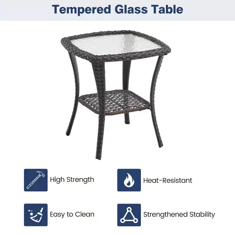 Ensemble de 3 fauteuils à bascule pivotants Acekool avec table d'appoint et coussins épais Plusieurs options de couleurs pour patio, véranda ou piscine