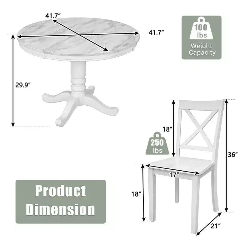 Ensemble de salle à manger Whisen 5 pièces avec 4 chaises