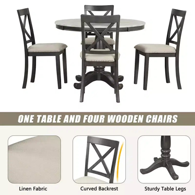 Ensemble de salle à manger Whisen 5 pièces avec 4 chaises