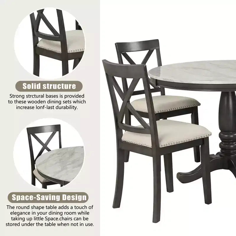 Ensemble de salle à manger Whisen 5 pièces avec 4 chaises
