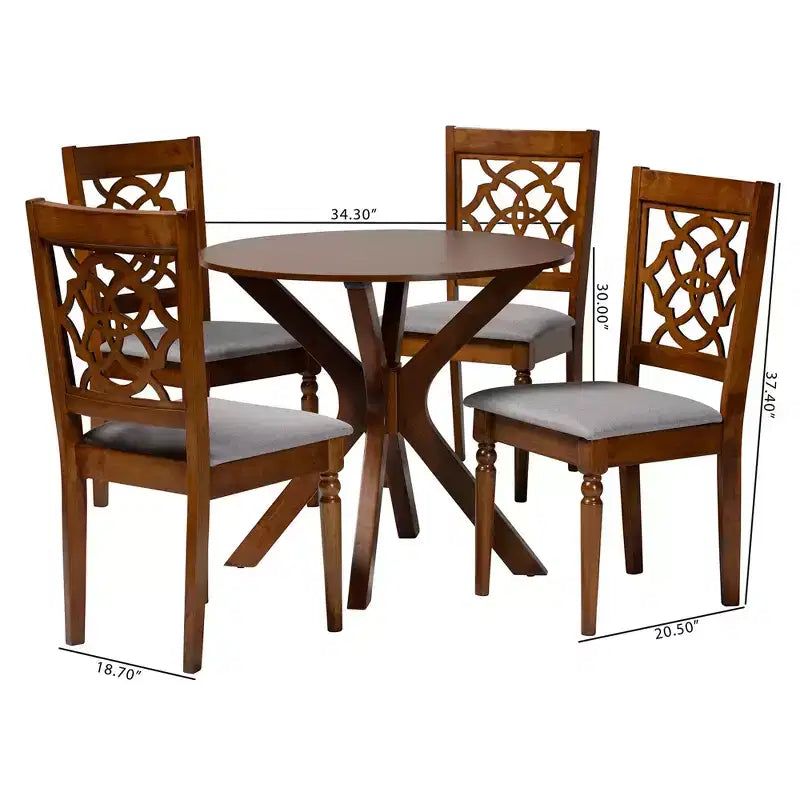 Ensemble de salle à manger 5 pièces Baxton Studio Sadie moderne en bois gris et noyer marron