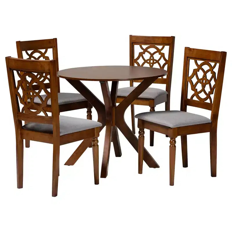 Ensemble de salle à manger 5 pièces Baxton Studio Sadie moderne en bois gris et noyer marron