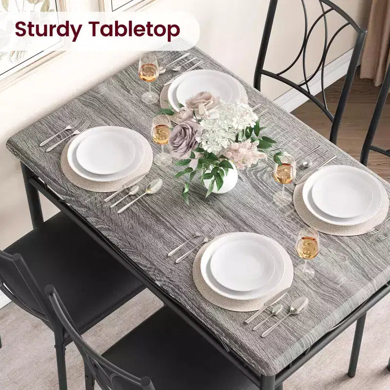 Ensemble table et chaises de salle à manger pour 2, table à manger rectangulaire et chaises, ensemble de table de cuisine en bois avec 2 chaises rembourrées, petit ensemble de table pour appartement