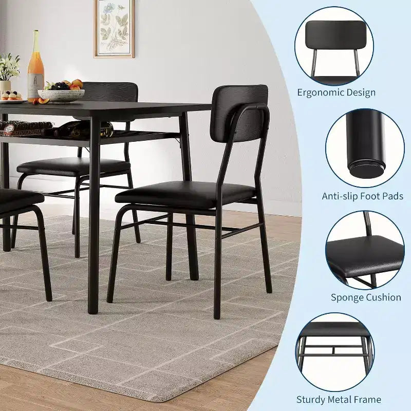 Ensemble de salle à manger 3 pièces pour 2 avec étagère de rangement Table carrée à cadre métallique et chaises rembourrées, ensemble de cuisine peu encombrant pour appartement
