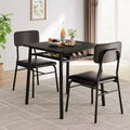 3-Piece Dining Set for 2 with Storage Rack  Metal Frame Square Table & Upholstered Chairs, Space-Saving Apartment Kitchen Set