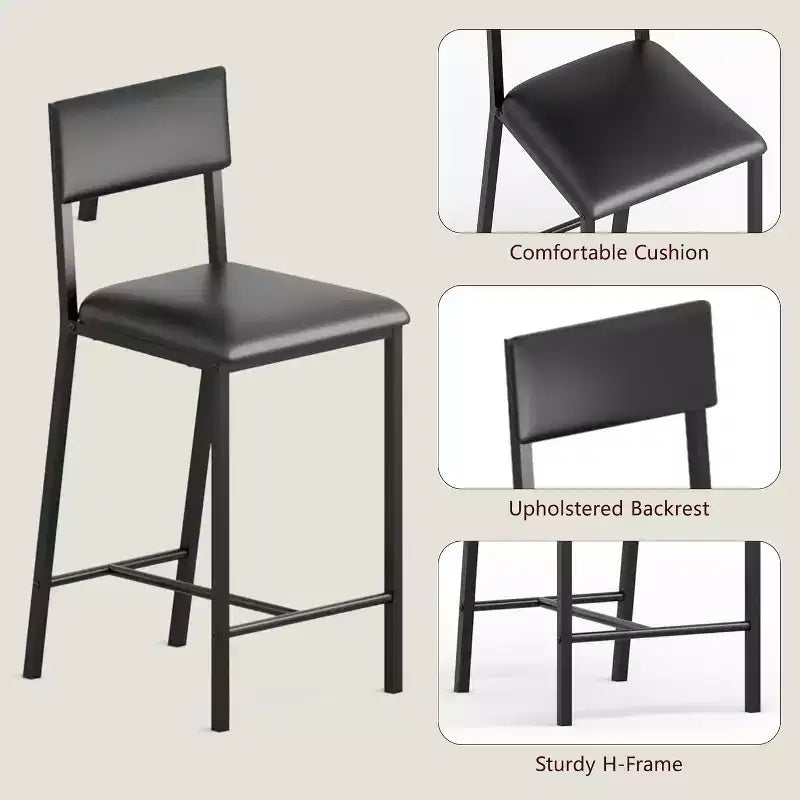 Ensemble de salle à manger hauteur comptoir pour 2 avec étagères de rangement Table de bistrot et chaises rembourrées, ensemble de cuisine peu encombrant pour appartements