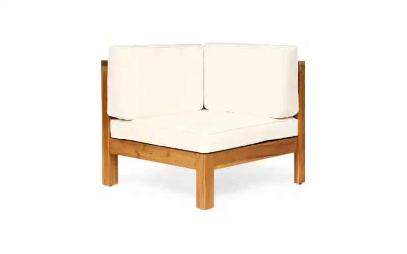 Christopher Knight Home Cynthia Ensemble de canapés de jardin modulables en L en bois d'acacia rembourrés à 5 places avec table basse