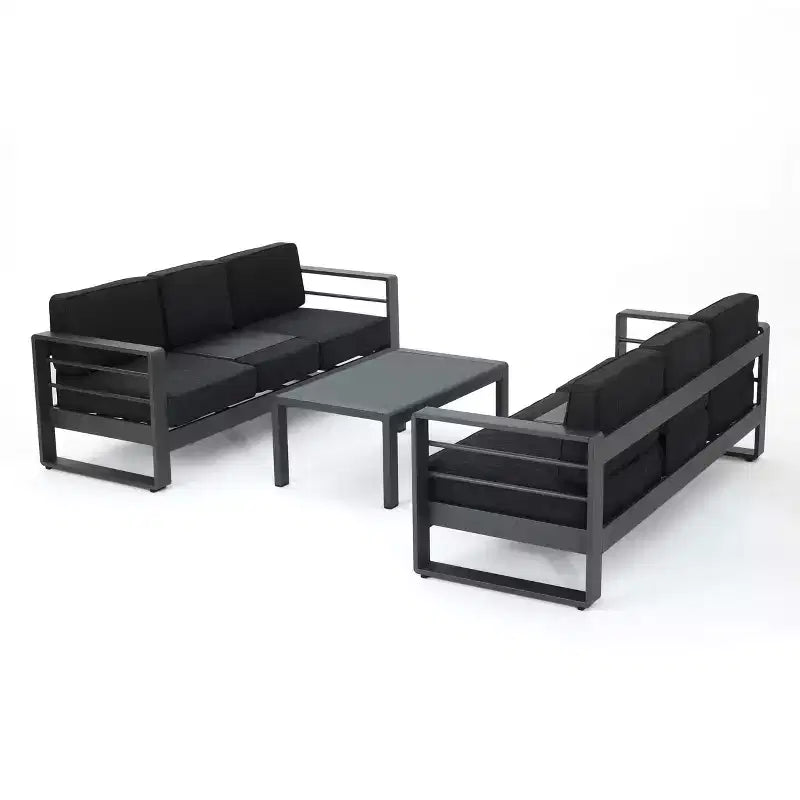 Christopher Knight Home Tiffany Salon de jardin d'extérieur moderne 6 places avec structure en aluminium et table basse