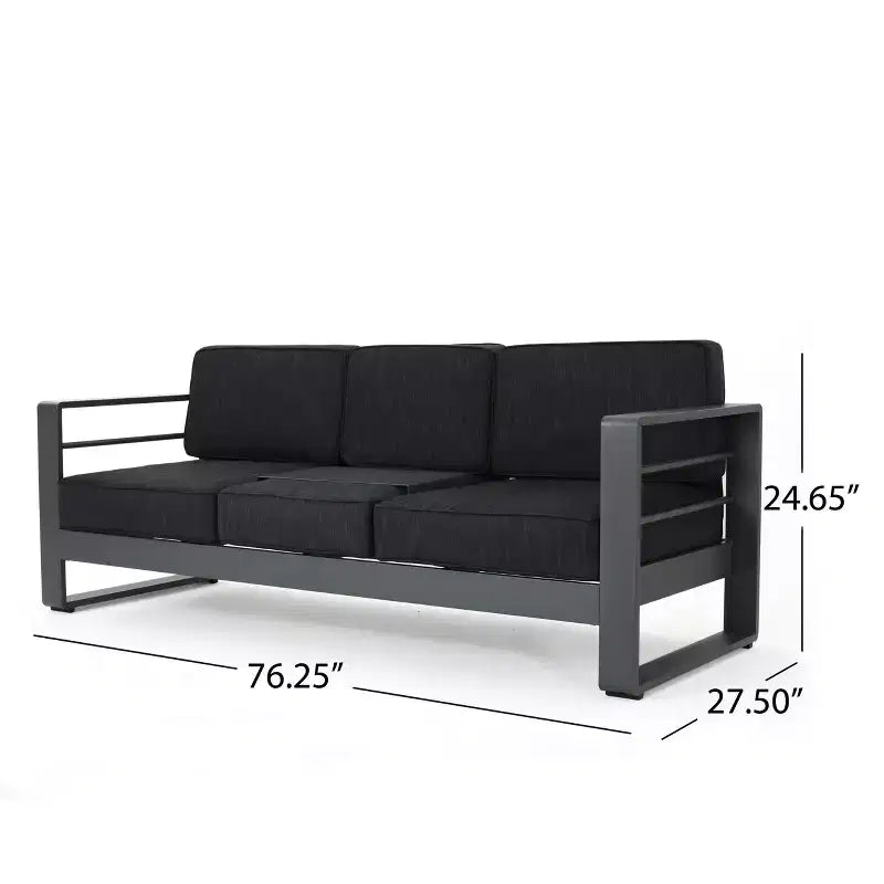 Christopher Knight Home Tiffany Salon de jardin d'extérieur moderne 6 places avec structure en aluminium et table basse