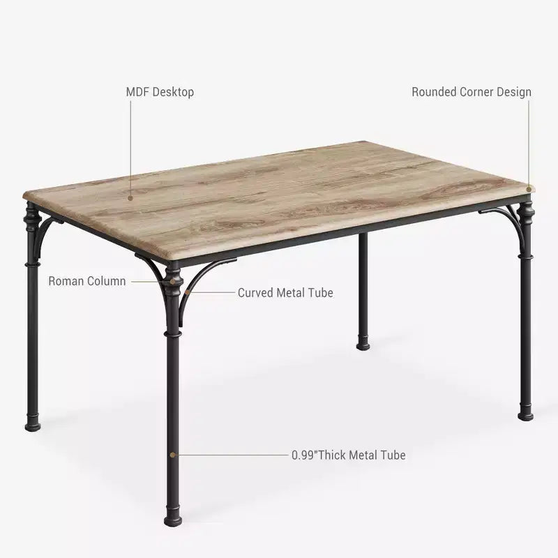 CuisinSmart Ensemble de salle à manger 5 pièces, Table et chaises de cuisine, Ensemble de meubles de salle à manger rectangulaire en métal et bois pour l'intérieur
