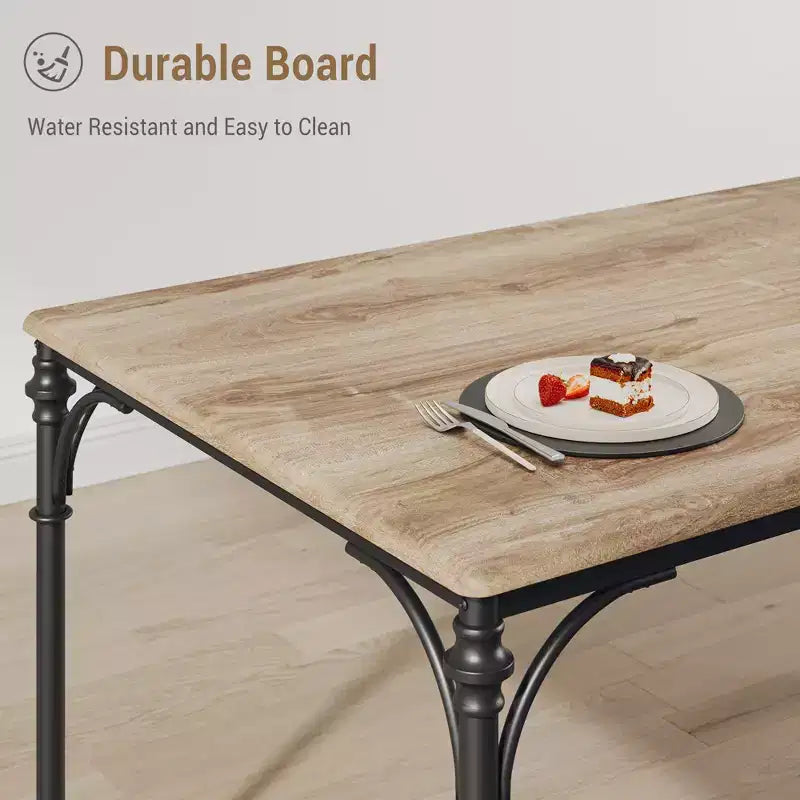 CuisinSmart Ensemble de salle à manger 5 pièces, Table et chaises de cuisine, Ensemble de meubles de salle à manger rectangulaire en métal et bois pour l'intérieur