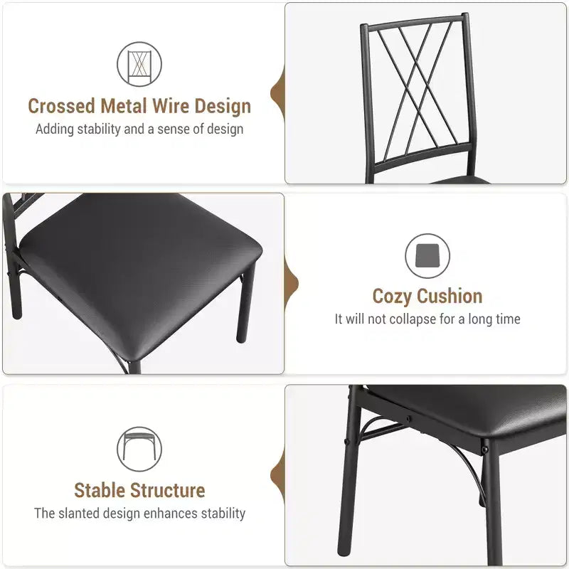 CuisinSmart Ensemble de salle à manger 5 pièces, Table et chaises de cuisine, Ensemble de meubles de salle à manger rectangulaire en métal et bois pour l'intérieur