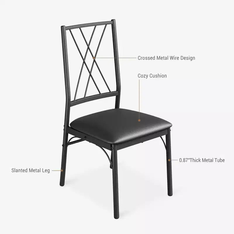 CuisinSmart Ensemble de salle à manger 5 pièces, Table et chaises de cuisine, Ensemble de meubles de salle à manger rectangulaire en métal et bois pour l'intérieur