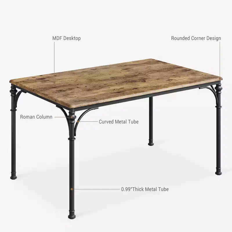 CuisinSmart Ensemble de salle à manger 5 pièces, Table et chaises de cuisine, Ensemble de meubles de salle à manger rectangulaire en métal et bois pour l'intérieur