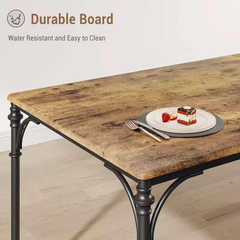 CuisinSmart Ensemble de salle à manger 5 pièces, Table et chaises de cuisine, Ensemble de meubles de salle à manger rectangulaire en métal et bois pour l'intérieur