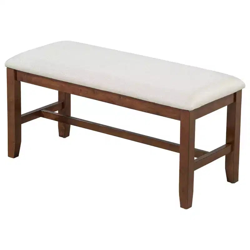 ModernLuxe Ensemble de salle à manger extensible 6 pièces pour 6 personnes, ensemble de salle à manger traditionnel avec table de cuisine, 4 chaises de salle à manger rembourrées et banc, Espresso+Beige