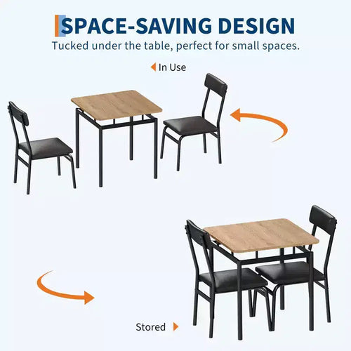 Ensemble table de salle à manger 3 pièces, avec 2 chaises rembourrées en PU