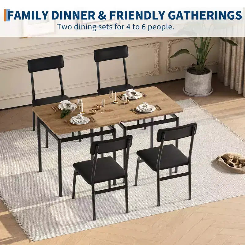Ensemble table de salle à manger 3 pièces, avec 2 chaises rembourrées en PU