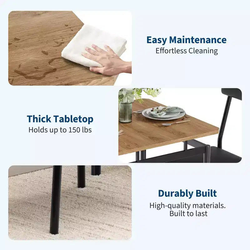 Ensemble table de salle à manger 3 pièces, avec 2 chaises rembourrées en PU