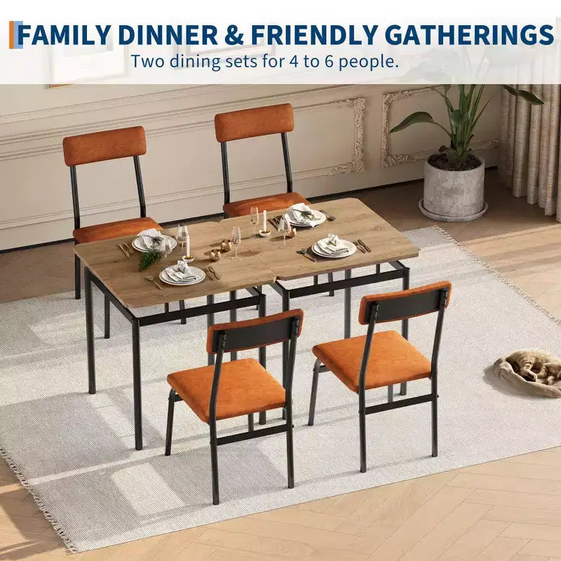 Ensemble table de salle à manger 3 pièces, avec 2 chaises rembourrées en PU