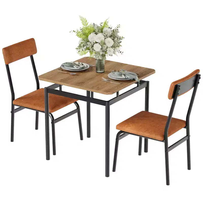 Ensemble table de salle à manger 3 pièces, avec 2 chaises rembourrées en PU