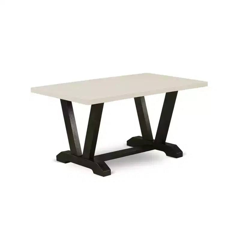 Ensemble de salle à manger 7 pièces Belmont de HomeStock comprenant 6 chaises de cuisine avec assise rembourrée et dossier haut et une table de cuisine rectangulaire – Finition noire