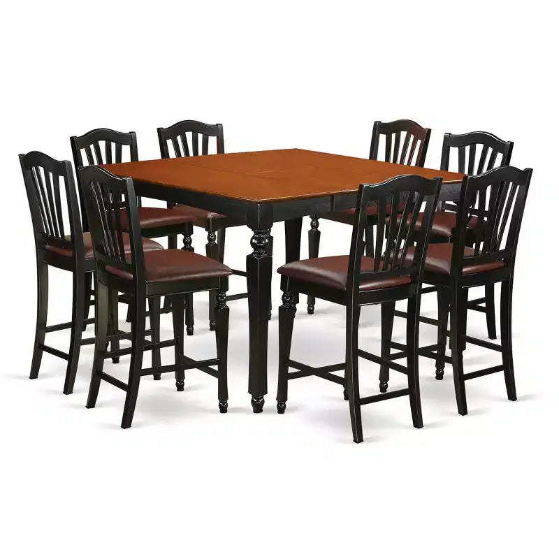 Ensemble de salle à manger HomeStock Belmont avec rallonge intégrée et 8 chaises Parson, finition noire