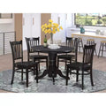 HomeStock Belmont 5 Piece Kitchen Table & Chairs Set Includes a Round Dining Room Table , Pedestal , 4 Solid Wood Seat Chairs, 42x42 Inch, Linen White