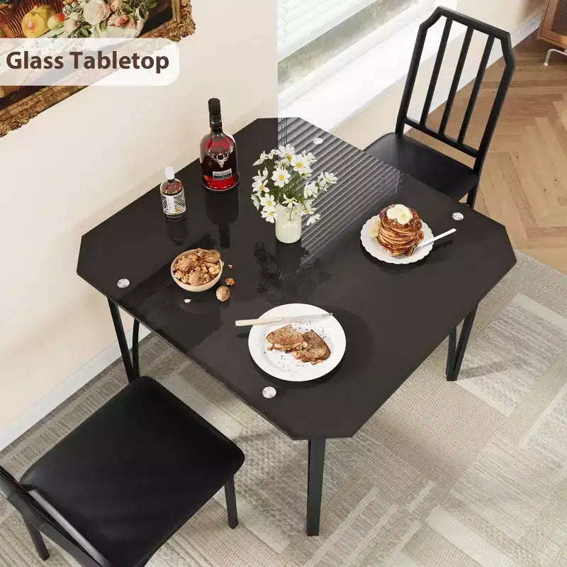 Ensemble table de salle à manger TROPOW pour 2, ensemble table et chaises de cuisine avec 2 coussins en PU ultra confortables, ensemble de meubles de salle à manger pour 2 avec cuisine